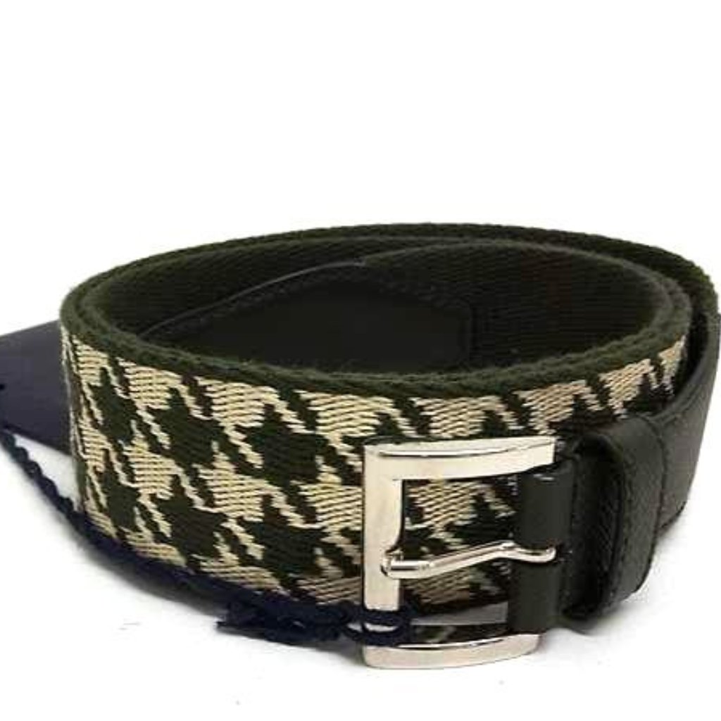 Prada Canvas And Leather Staggered Pattern Belt Size Indicated 95/38